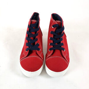 NEW! Red Canvas SIZE 11 High Top Sneakers Shoes Youth Kids Navy Lace Unisex AVON
